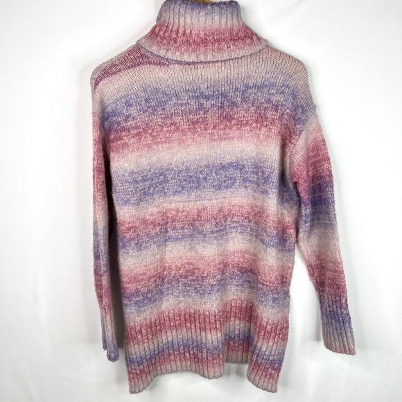 Style & Co Pink & Purple Chunky Knit Turtleneck Sweater Small - Picture 9 of 9